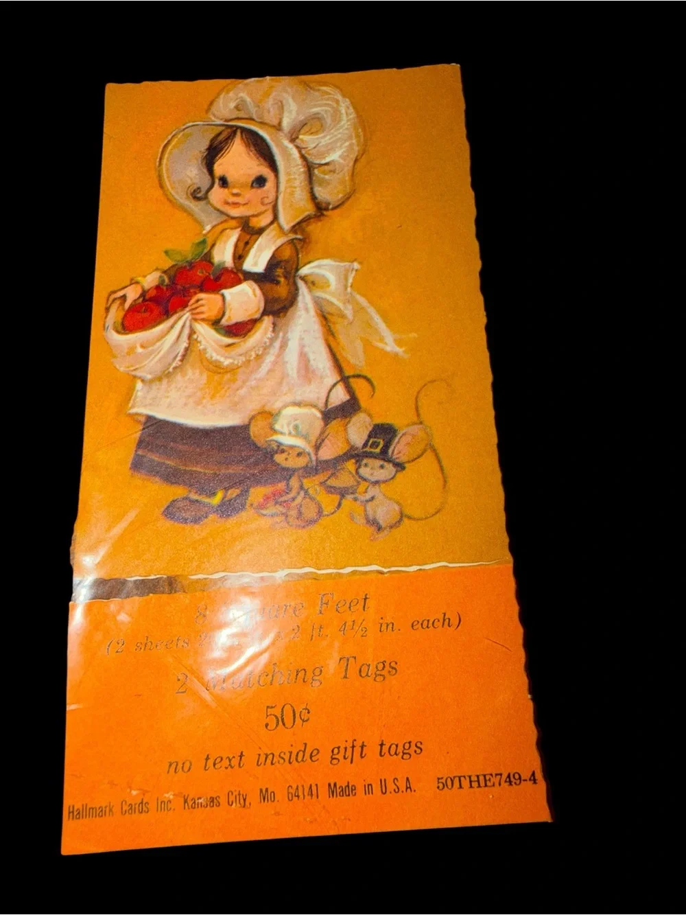 Vintage Hallmark Thanksgiving Gift Wrap w/ Matching Gift Tags Sealed Wrapping